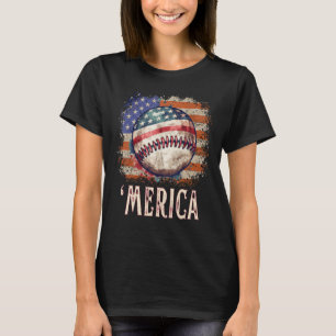 Patriotic Baseball 4 juli Merica USA T Shirt