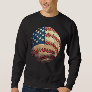 Patriotic Baseball 4th Of July USA American Flag Lång Ärmad Tröja