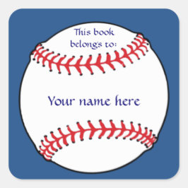 Patriotic Baseball Bookplate Sticker Fyrkantigt Klistermärke