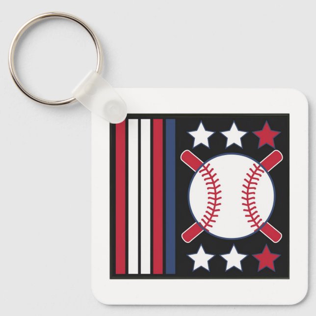Patriotic Baseball Design Nyckelring (Framsida)