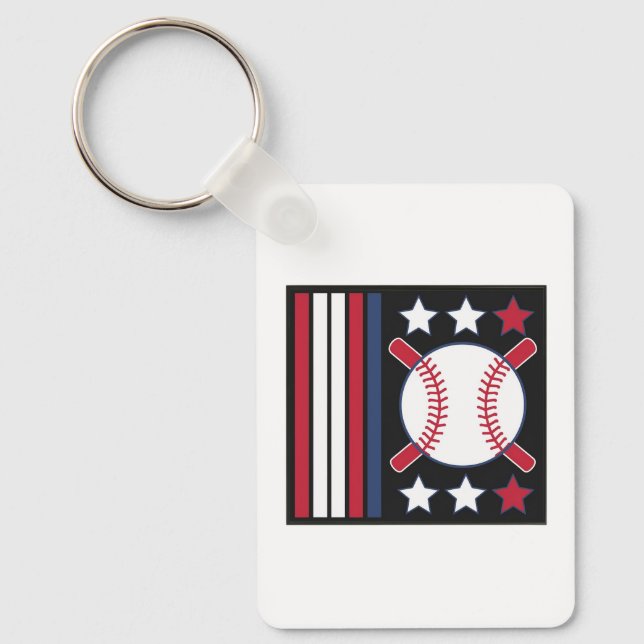 Patriotic Baseball Design Nyckelring (Framsida)