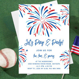 Patriotic Baseball & Fireworks 4:e juli Party Inbjudningar