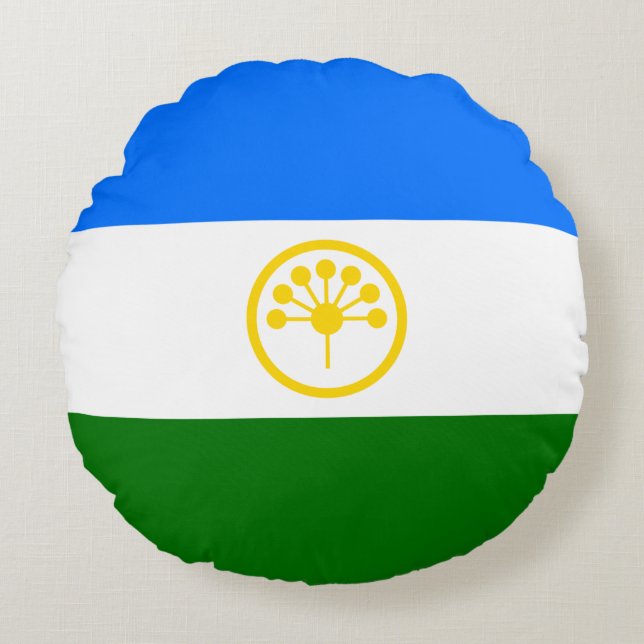 Patriotic Bashkortostan Flagga Rund Kudde (Framsidan)