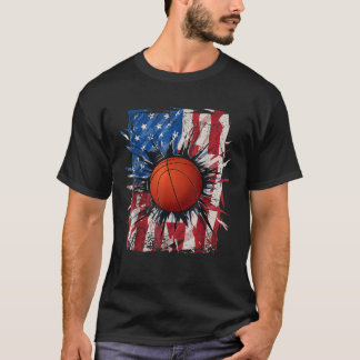 Patriotic Basketball 4:e juli Manar USA T Shirt