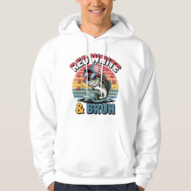 Patriotic Bass Fishing Design Hoodie (Framsida)