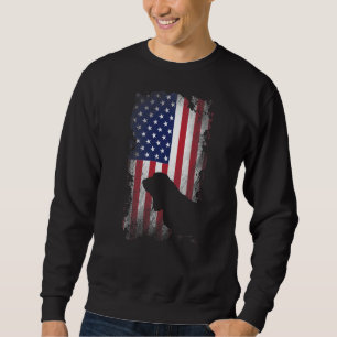 Patriotic Basset Hound American Flagga Hund Lång Ärmad Tröja