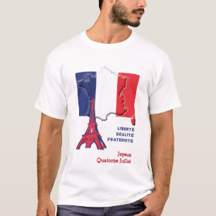 Patriotic BASTILLE DAY Fransk Flagga T Shirt