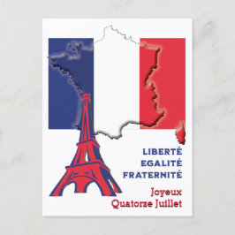 Patriotic BASTILLE DAY Fransk Flagga Vykort