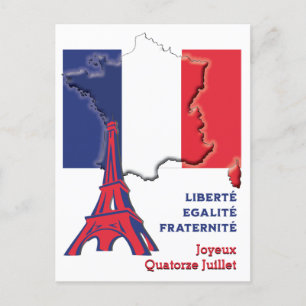 Patriotic BASTILLE DAY Fransk Flagga Vykort