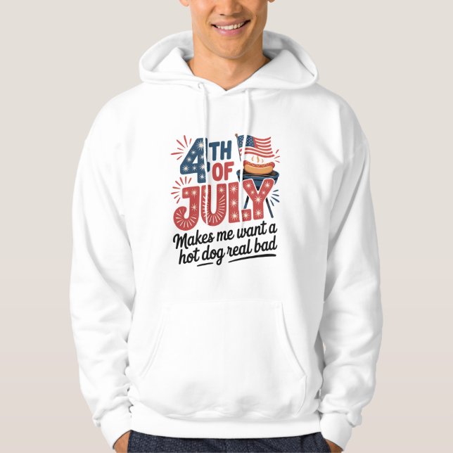Patriotic BBQ 4:e juli Graphic Hoodie (Framsida)