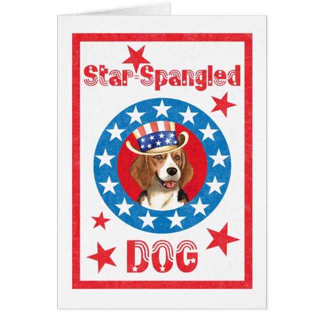 Patriotic Beagle Card Hälsningskort (Framsidan)