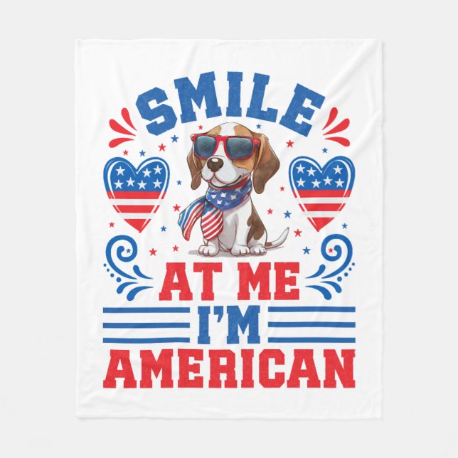 Patriotic Beagle Hund för 4 juli Fleecefilt (Framsidan)