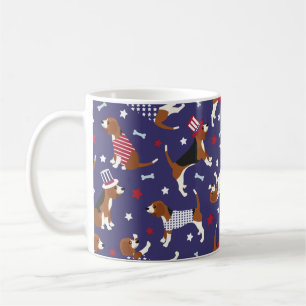 Patriotic Beagle Hund Mönster Coffee Mugg