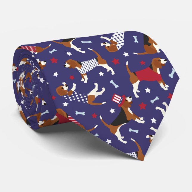 Patriotic Beagle Hund Mönster Neck Tie Slips (Rullad)