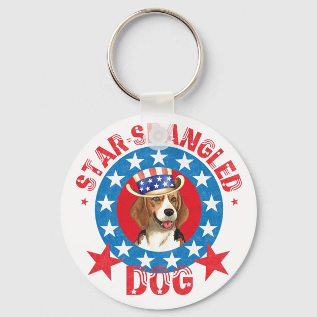 Patriotic Beagle Nyckelring (Framsida)
