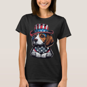 Patriotic Beagle Wearing USA flagga Patriotic Amer T Shirt