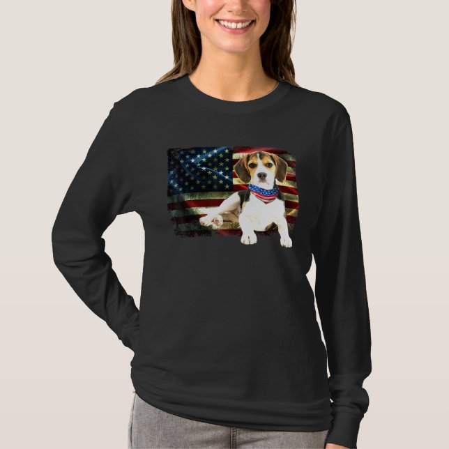 Patriotic Beagles American Flagga Hund Manar Women T Shirt (Framsida)