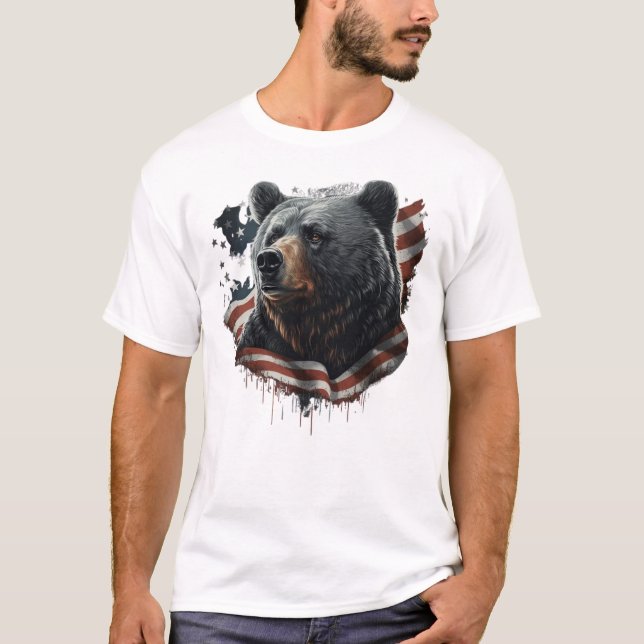 Patriotic Bear Cat Meow Shirt T (Framsida)