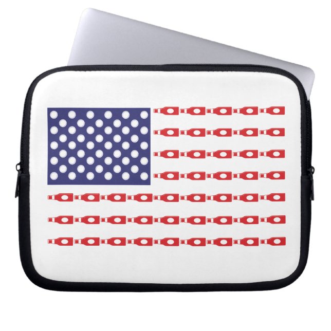 Patriotic Beer Flaska Flagga Laptop Fodral (Framsidan)