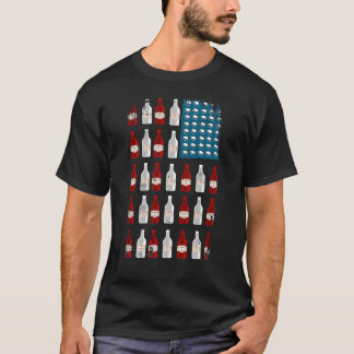 Patriotic Beer Flaska USA American Flagga T Shirt