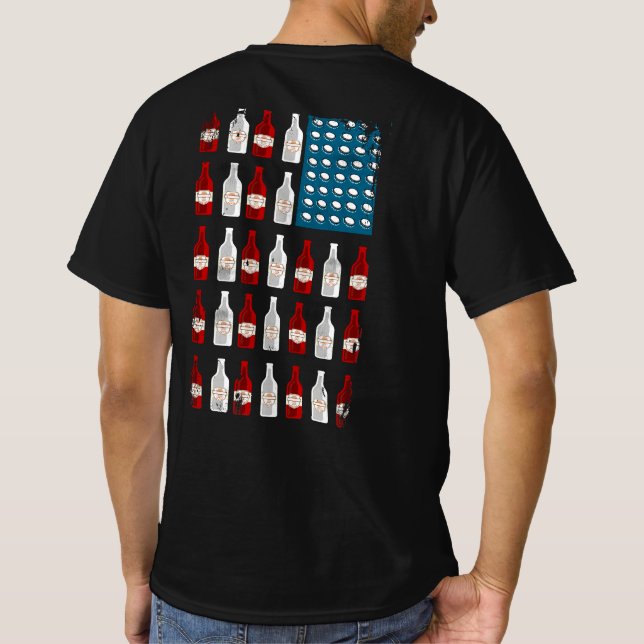 Patriotic Beer Flaska USA American Flagga T Shirt (Baksida)