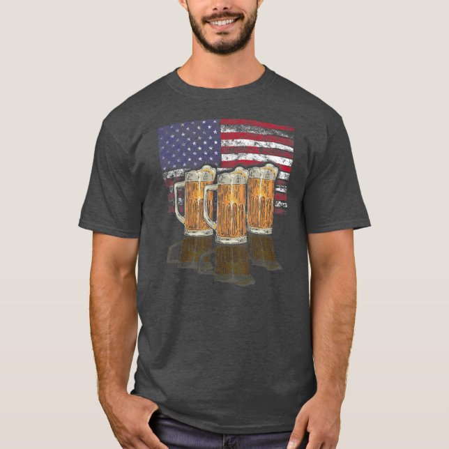 Patriotic Beer Mugg 4:e juli amerikanska Beer T Shirt (Framsida)