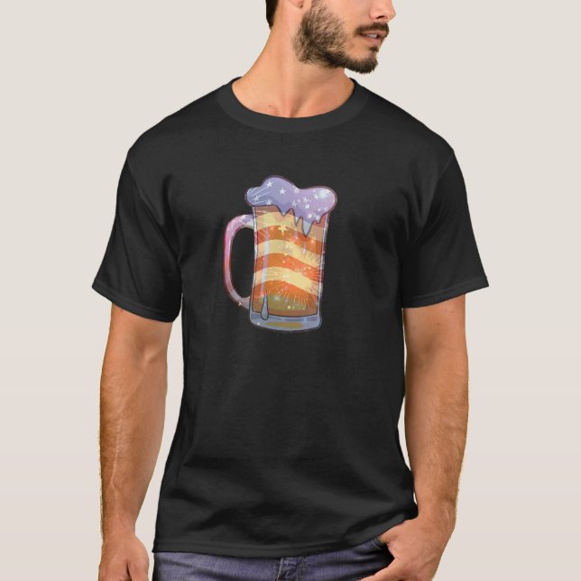 Patriotic Beer Mugg Amerikanska Flagga 7 4:e Brewe T Shirt (Framsida)