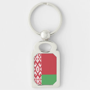 Patriotic Belarus Flagga Keychain Rektangulärt Silverfärgad Nyckelring