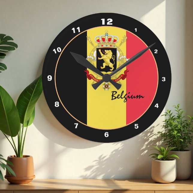 Patriotic Belgium Flagga & Belgium Home / design Rund Klocka (Skapare uppladdad)