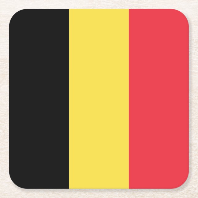 Patriotic Belgium Flagga Underlägg Papper Kvadrat (Framsidan)