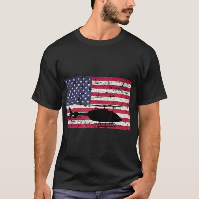 Patriotic Bell 407 helikopter American flagga T Shirt (Framsida)