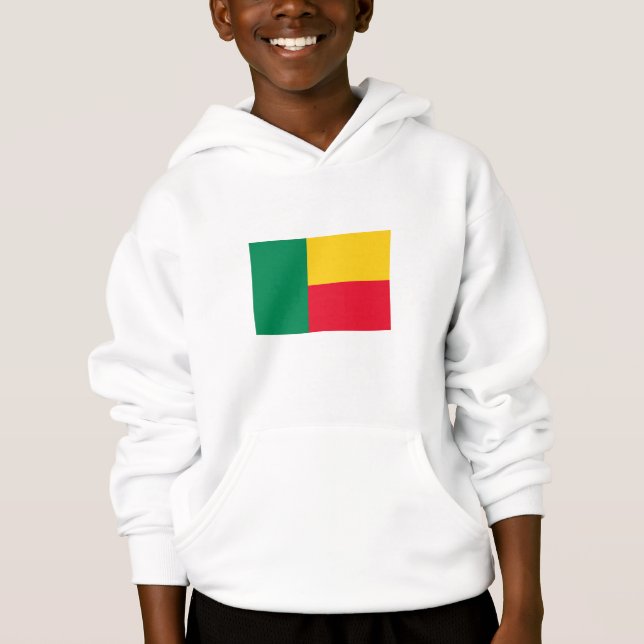 Patriotic Benin Flagga Hoodie T Shirt (Framsida)