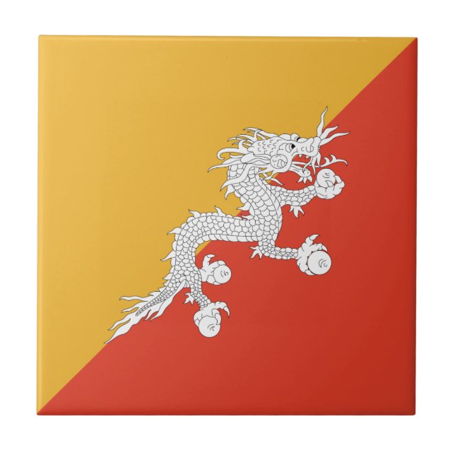 Patriotic Bhutan Flagga Ceramic Tile Kakelplatta (Framsidan)