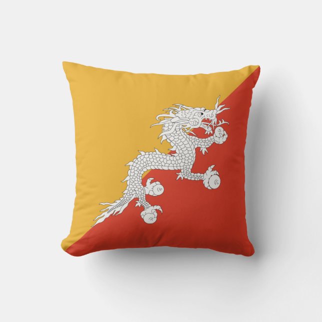 Patriotic Bhutan Flagga Kudde (Framsida)