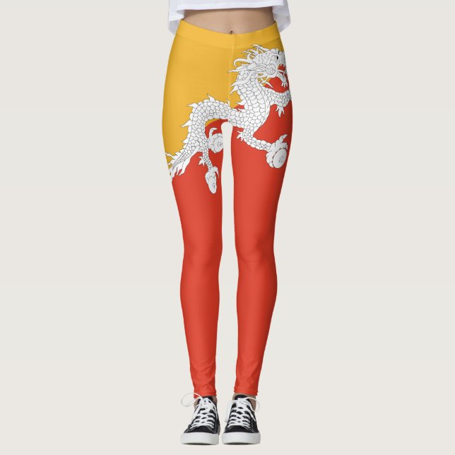 Patriotic Bhutan Flagga Leggings (Framsida)