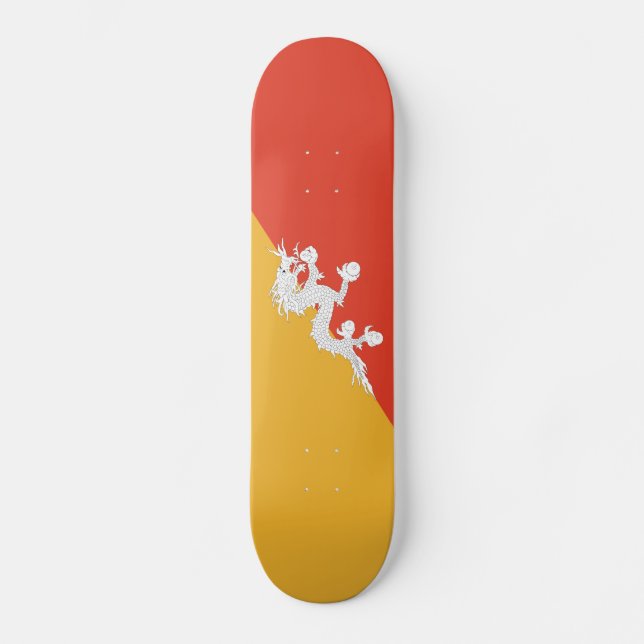Patriotic Bhutan Flagga Mini Skateboard Bräda 18,5 Cm (Framsida)