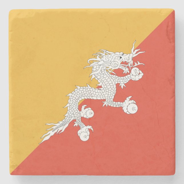 Patriotic Bhutan Flagga Stone Underlägg (Framsidan)