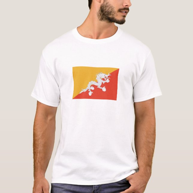 Patriotic Bhutan Flagga T Shirt (Framsida)