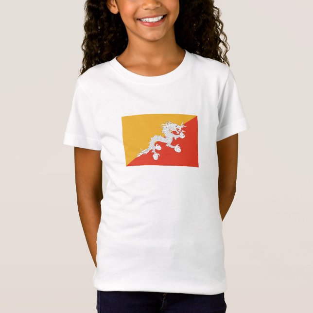 Patriotic Bhutan Flagga T Shirt (Framsida)