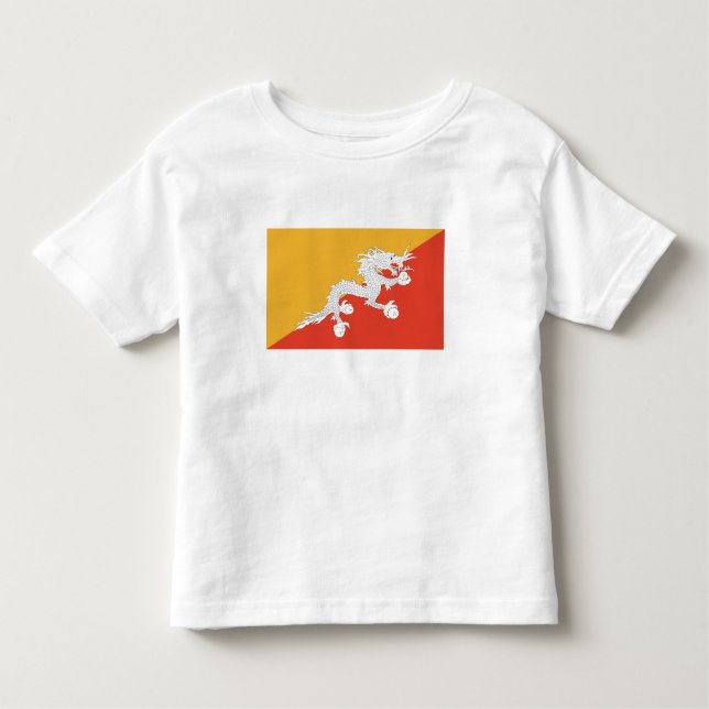 Patriotic Bhutan Flagga T Shirt (Framsida)