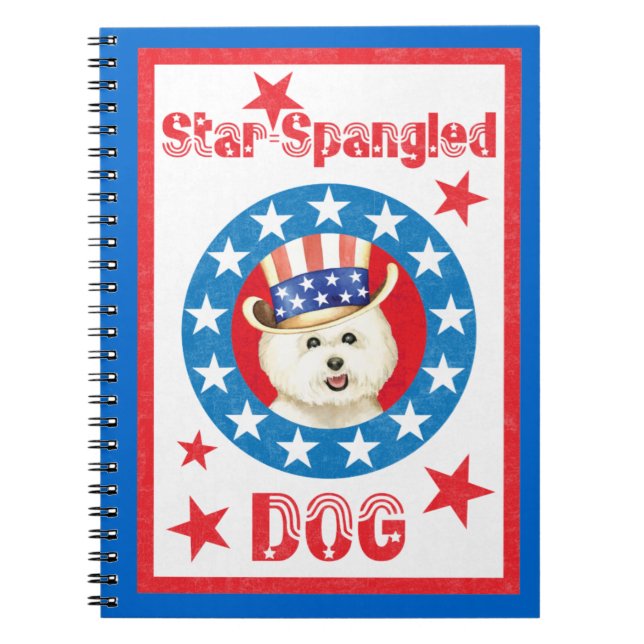 Patriotic Bichon Frise Notebook Anteckningsbok (Framsidan)