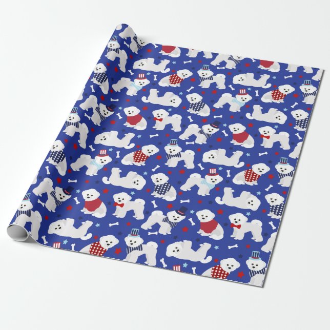 Patriotic Bichon Frise Presentpapper (Utrullad)