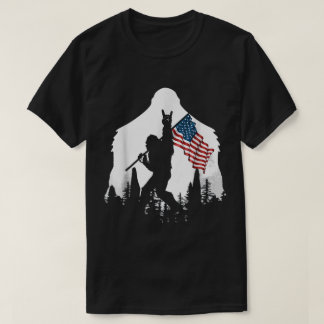 Patriotic Bigfoot Silhouette Art T Shirt