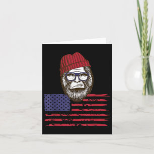 Patriotic Bigfoot Wears Usa Hat& Gles 4:e av Kort