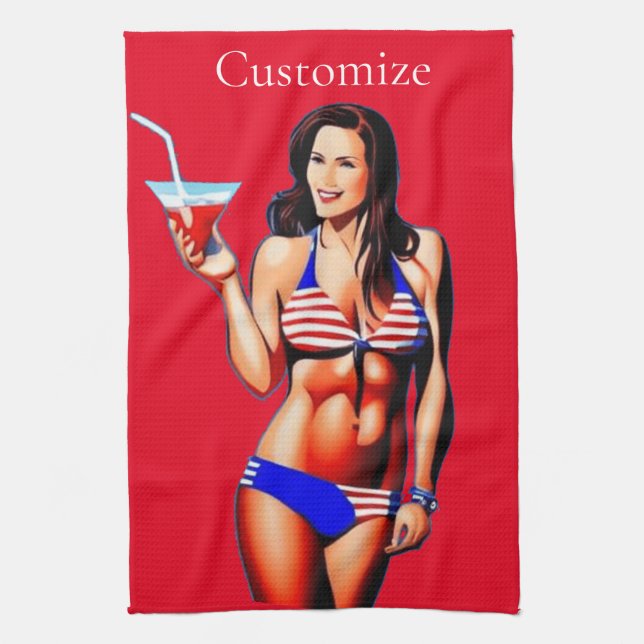 Patriotic Bikini Fitness Model Thunder_Cove Kökshandduk (Vertikal)