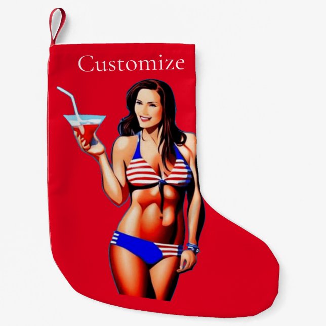 Patriotic Bikini Fitness Model Thunder_Cove Liten Julstrumpa (Framsidan)