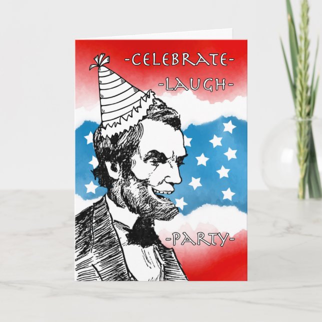 Patriotic Birthday med Abraham Lincoln Laughing Kort (Framsida)