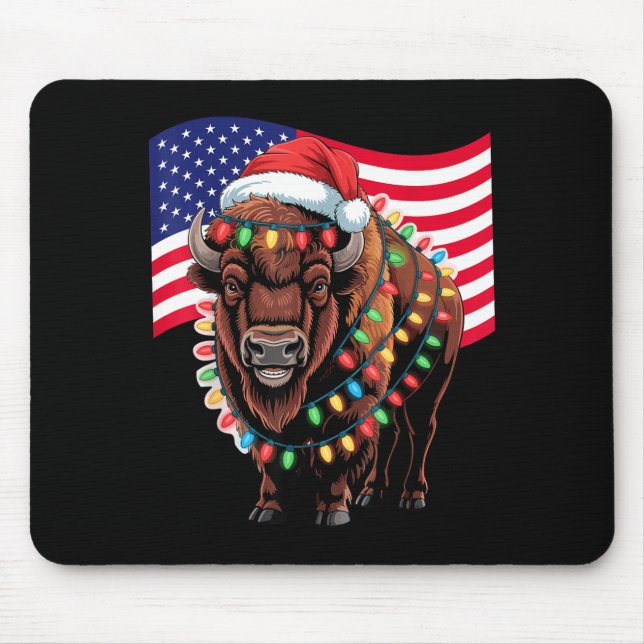 Patriotic Bison Buffalo Christmas Usa Flag Holiday Musmatta (Framsidan)