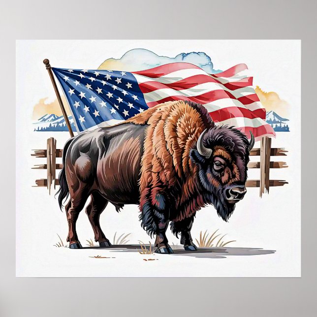 Patriotic Bison Poster (Framsidan)