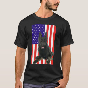 Patriotic Black German Shepherd American Flagga T Shirt